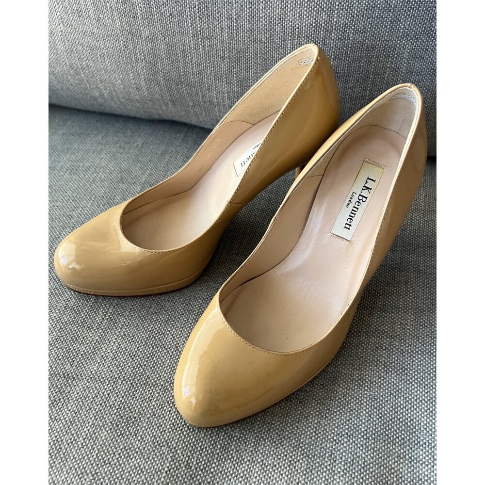 LK Bennett Sledge Platform Pump in Beige Patent Leather, Size 6.5 EU 36.5 - Picture 5 of 15
